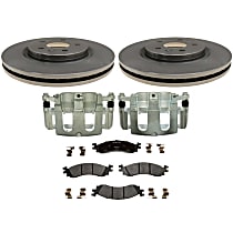 Front, Brake Disc and Caliper Kit, Turbocharged, AWD, OE Pad Material Is Semi-Metallic, Natural, Ceramic, 5 Lugs, R-Line Series