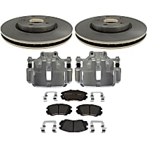 6-Piece Kit Brake Disc and Caliper Kit, Base, R-Line Series  Includes (1) Brake Caliper, (1) Brake Pad Set, (2) Brake Disc