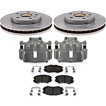 6-Piece Kit Brake Disc and Caliper Kit, Leather, R-Line Series  Includes (1) Brake Caliper, (1) Brake Pad Set, (2) Brake Disc