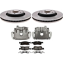 6-Piece Kit Front, Brake Disc and Caliper Kit, RWD, With Br6 Brake Code, With Heavy Duty Brakes, Without Police Package, R-Line Series  Includes (1) Brake Caliper, (1) Brake Pad Set, (2) Brake Disc