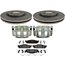 Front, Brake Disc and Caliper Kit, FWD, OE Equipped with Ceramic Pads, Natural, 5 Lugs, R-Line Series