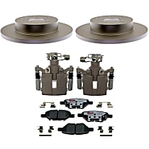 Rear, Brake Disc and Caliper Kit, FWD, OE Equipped with Ceramic Pads, Natural Caliper, Hybrid (Ceramic and Semi-Metallic), 5 Lugs, Element3 Series