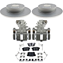 Rear, Brake Disc and Caliper Kit, FWD, OE Equipped with Ceramic Pads, Natural Caliper, Hybrid (Ceramic and Semi-Metallic), 5 Lugs, Element3 Series
