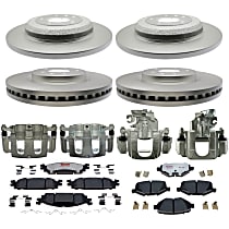 Front and Rear, Brake Disc and Caliper Kit, FWD, OE Equipped with Ceramic Pads, Natural Caliper, Hybrid (Ceramic and Semi-Metallic), 5 Lugs, Element3 Series