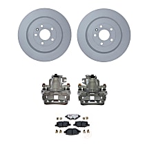 Rear, Brake Disc and Caliper Kit, FWD, Natural Caliper, Hybrid (Ceramic and Semi-Metallic), 5 Lugs, Element3 Series