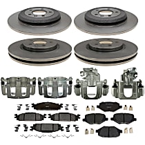 Front and Rear, Brake Disc and Caliper Kit, FWD, OE Equipped with Ceramic Pads, Natural, 5 Lugs, R-Line Series