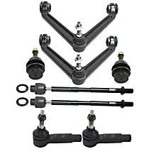 8-Piece Kit Front, Driver and Passenger Side, Upper Control Arm Kit, Includes (2) Ball Joint, (2) Control Arm, and (4) Tie Rod End