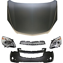 Hood Kit, Steel, Primed, includes Bumper Cover, Grille Assembly, and Headlights