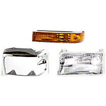 3-Piece Kit Driver Side Halogen Headlight, With bulb(s), OE Replacement, Includes (1) Headlight Door, (1) Headlight and (1) Turn Signal Light
