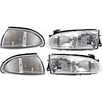 Driver and Passenger Side Headlight Kit, With bulb(s), Halogen, includes Corner Lights
