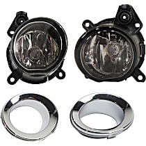 Front, Driver and Passenger Side Fog Light Kit, With bulb(s), Halogen, includes Fog Light Trims