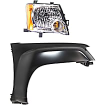 2-Piece Kit Front, Passenger Side Fender,  Includes (1) Fender and (1) Headlight