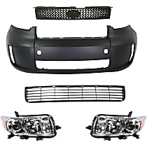 Driver and Passenger Side Headlight Kit, Without bulb(s), Halogen, includes Bumper Cover, Bumper Grille, and Grille Assembly
