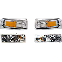 4-Piece Kit, Driver and Passenger Side Halogen Headlight, With bulb(s), OE Replacement, Includes (2) Corner Light and (2) Headlight