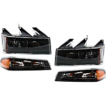 4-Piece Kit Driver and Passenger Side Halogen Headlight, With bulb(s), For Models Without Performance Xtreme Package, OE Replacement, Includes (2) Corner Light and (2) Headlight