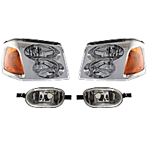 4-Piece Kit Driver and Passenger Side Halogen Headlight, With bulb(s), OE Replacement,  Includes (2) Corner Light and (2) Headlight