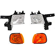 4-Piece Kit Driver and Passenger Side Halogen Headlight, With bulb(s), OE Replacement, Includes (2) Headlight and (2) Corner Light