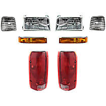8-Piece Kit Driver and Passenger Side Halogen Headlight, With bulb(s), Styleside, OE Replacement,  Includes (2) Corner Light, (2) HeadLight, (2) Tail Light, and (2) Turn Signal Light