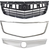 3-Piece Kit Grille, Textured Black, 4-Door, Sedan, Includes (1) Grille and (2) Grille Trim