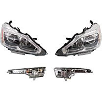 4-Piece Kit Driver and Passenger Side Halogen Headlight, With bulb(s), Sedan, OE Replacement, Includes (2) Headlight and (2) Turn Signal Light
