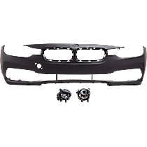 3-Piece Kit Front Primed Bumper Cover,  Includes (1) Bumper Cover and (2) Fog Light