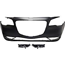 3-Piece Kit Front Primed Bumper Cover, For Models Without Parking Aid Sensor,  Includes (1) Bumper Cover and (2) Fog Light