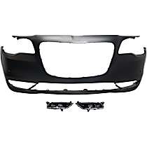 3-Piece Kit Front Primed Bumper Cover, Type 2, For Models With Parking Aid Sensor,  Includes (1) Bumper Cover and (2) Fog Light