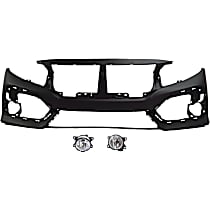 3-Piece Kit, Front Primed Bumper Cover, Includes (1) Bumper Cover and (2) Fog Light