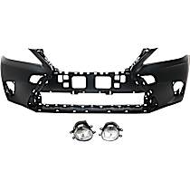 3-Piece Kit Front Primed Bumper Cover, For Models Without F Sport Package,  Includes (1) Bumper Cover and (2) Fog Light