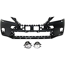 3-Piece Kit Front Primed Bumper Cover, For Models Without F Sport Package,  Includes (1) Bumper Cover and (2) Fog Light