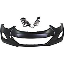 3-Piece Kit Front Primed Bumper Cover, USA Built Vehicle, CAPA Certified  Includes (1) Bumper Cover and (2) Fog Light