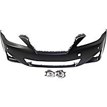 3-Piece Kit Front Primed Bumper Cover, For Models With Pre-Collision System, CAPA Certified  Includes (1) Bumper Cover and (2) Fog Light