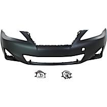 3-Piece Kit Front Primed Bumper Cover, For Models Without Pre-Collision System,  Includes (1) Bumper Cover and (2) Fog Light