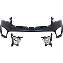 3-Piece Kit Front Primed Bumper Cover, CAPA Certified  Includes (1) Bumper Cover and (2) Fog Light