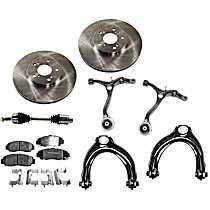 9-Piece Kit Front, Passenger Side Axle Assembly, New, 2.4L 4Cyl  Includes (1) Axle Assembly, (2) Brake Disc, (1) Brake Pad Set, and (4) Control Arm