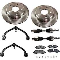 8-Piece Kit Front, Driver and Passenger Side Axle Assembly, Four Wheel Drive, Supplied with Standard Neoprene Outboard Boot, New, 4WD, 4.7L 8Cyl  Includes (2) Axle Assembly, (2) Brake Disc, (1) Brake Pad Set, and (2) Control Arm
