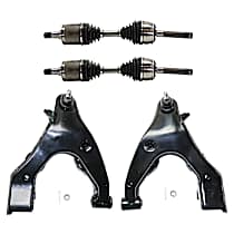 12-Piece Kit Front Axle Assembly, Four Wheel Drive, Includes Brake Discs, Brake Pad Sets, and Control Arms