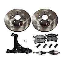 6-Piece Kit Front, Driver Side Axle Assembly, New, 3.3L 6Cyl Automatic, Transaxle,  Includes (1) Axle Assembly, (2) Brake Disc, (1) Brake Pad Set, and (1) Control Arm