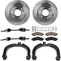 8-Piece Kit Front, Driver and Passenger Side Axle Assembly, New, AWD, 4.2L 6Cyl  Includes (2) Axle Assembly, (2) Brake Disc, (1) Brake Pad Set, and (2) Control Arm