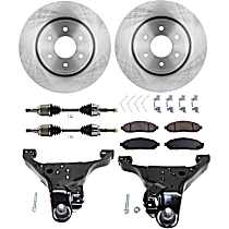 8-Piece Kit Front, Driver and Passenger Side Axle Assembly, Four Wheel Drive, New, 4WD, 4.0L 6Cyl  Includes (2) Axle Assembly, (2) Brake Disc, (1) Brake Pad Set, and (2) Control Arm