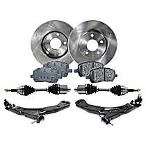 7-Piece Kit Front Axle Assembly, Automatic Transmission, 5 Lug, Front Wheel Drive, Includes Brake Discs, Brake Pad Sets, and Control Arms