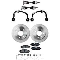 8-Piece Kit Front Axle Assembly with Brake Discs, Brake Pad Set, and Control Arms, 4WD, 7 Lugs