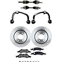 8-Piece Kit Front, Driver and Passenger Side Axle Assembly, Four Wheel Drive, Supplied with Standard Neoprene Outboard Boot, New, 4WD, 5.4L 8Cyl  Includes (2) Axle Assembly, (2) Brake Disc, (1) Brake Pad Set, and (2) Control Arm