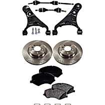 8-Piece Kit Front Axle Assembly with Brake Discs, Brake Pad Set, and Control Arms