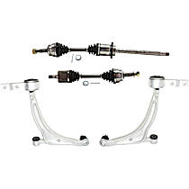 8-Piece Kit Front, Driver and Passenger Side Axle Assembly, 4-Wheel ABS, New, 3.5L 6Cyl Automatic, Transaxle,  Includes (2) Axle Assembly, (2) Brake Disc, (1) Brake Pad Set, and (2) Control Arm
