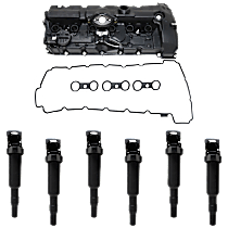 7-Piece Kit Valve Cover, 3.0L 6Cyl,  Includes (6) Ignition Coil and (1) Valve Cover