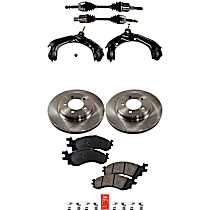 8-Piece Kit Front, Driver and Passenger Side Axle Assembly, Four Wheel Drive, New, 4WD, 4.0L 6Cyl  Includes (2) Axle Assembly, (2) Brake Disc, (1) Brake Pad Set, and (2) Control Arm