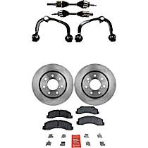 8-Piece Kit Front, Driver and Passenger Side Axle Assembly, Four Wheel Drive, Supplied with Standard Neoprene Outboard Boot, New, 4WD, 3.7L 6Cyl  Includes (2) Axle Assembly, (2) Brake Disc, (1) Brake Pad Set, and (2) Control Arm