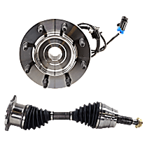 2-Piece Kit Front, Driver or Passenger Side Wheel Hub Kit with Axle Assembly, with Bearing, with Sensor