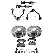 8-Piece Kit Front, Driver and Passenger Side Axle Assembly, With 8600 lb. Gross Vehicle Weight (Gvw), New, includes (2) Axle Assembly, (2) Brake Disc, (1) Brake Pad Set, and (2) Control Arm